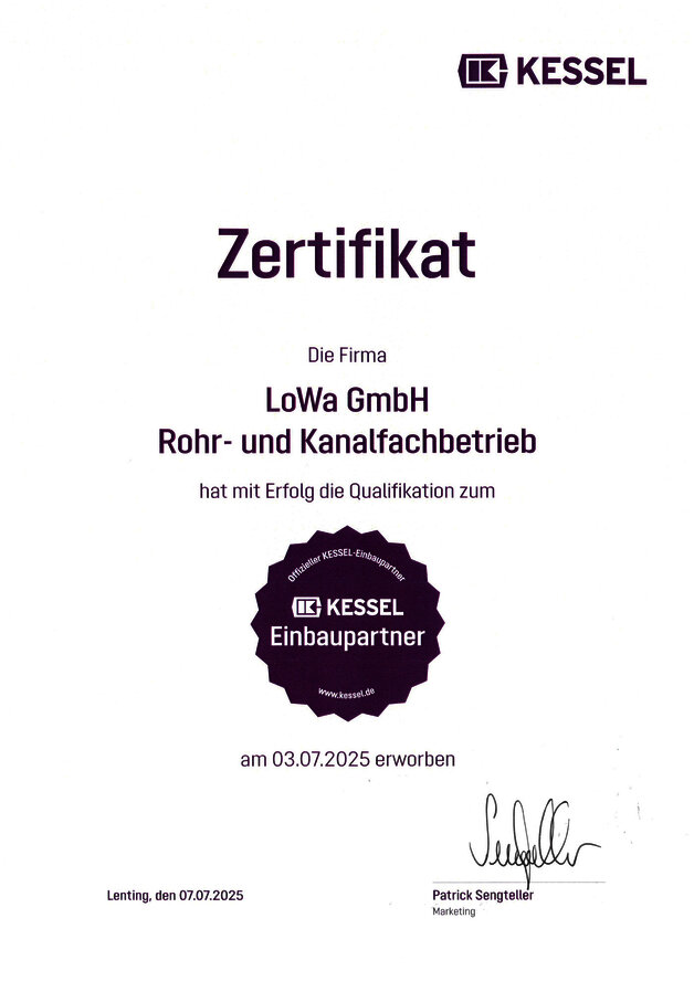 Zertifikat Kessel Einbaupartner