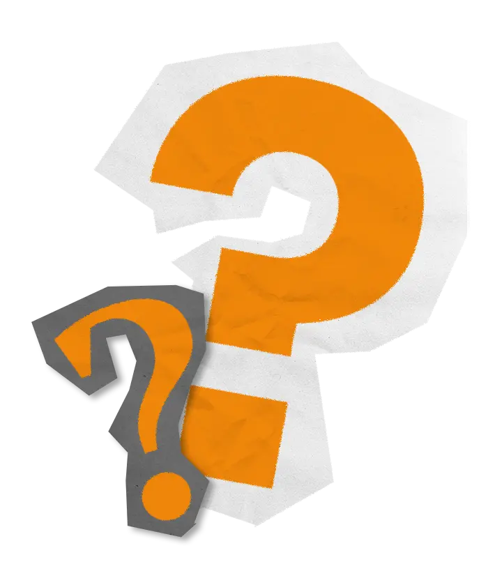 Grafik mit Fragezeichen als Bild für FAQ Rohrreinigung und Antworten zu Verstopfung, Kanalservice und Sanierung.